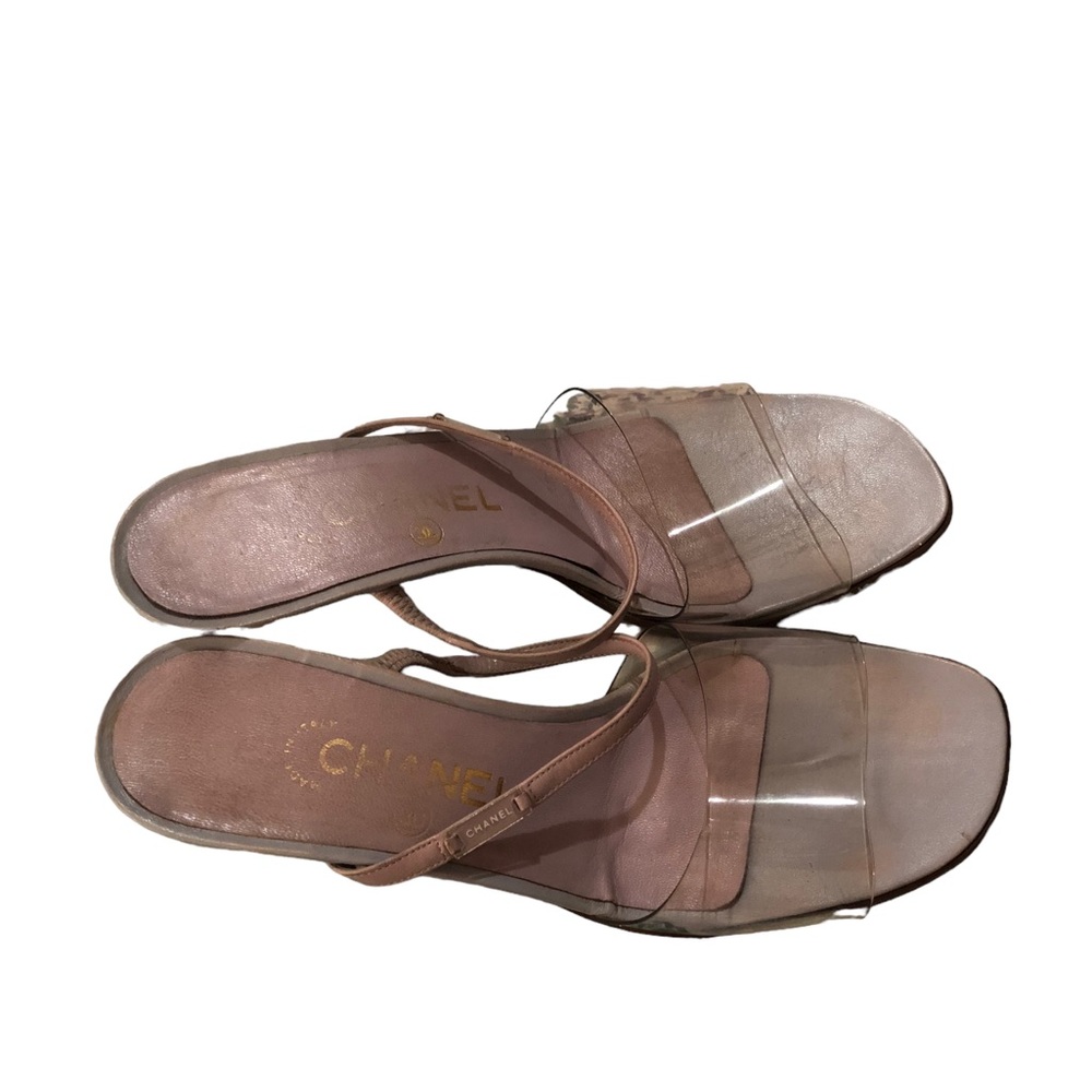 Chanel transparent slides heels sandals.